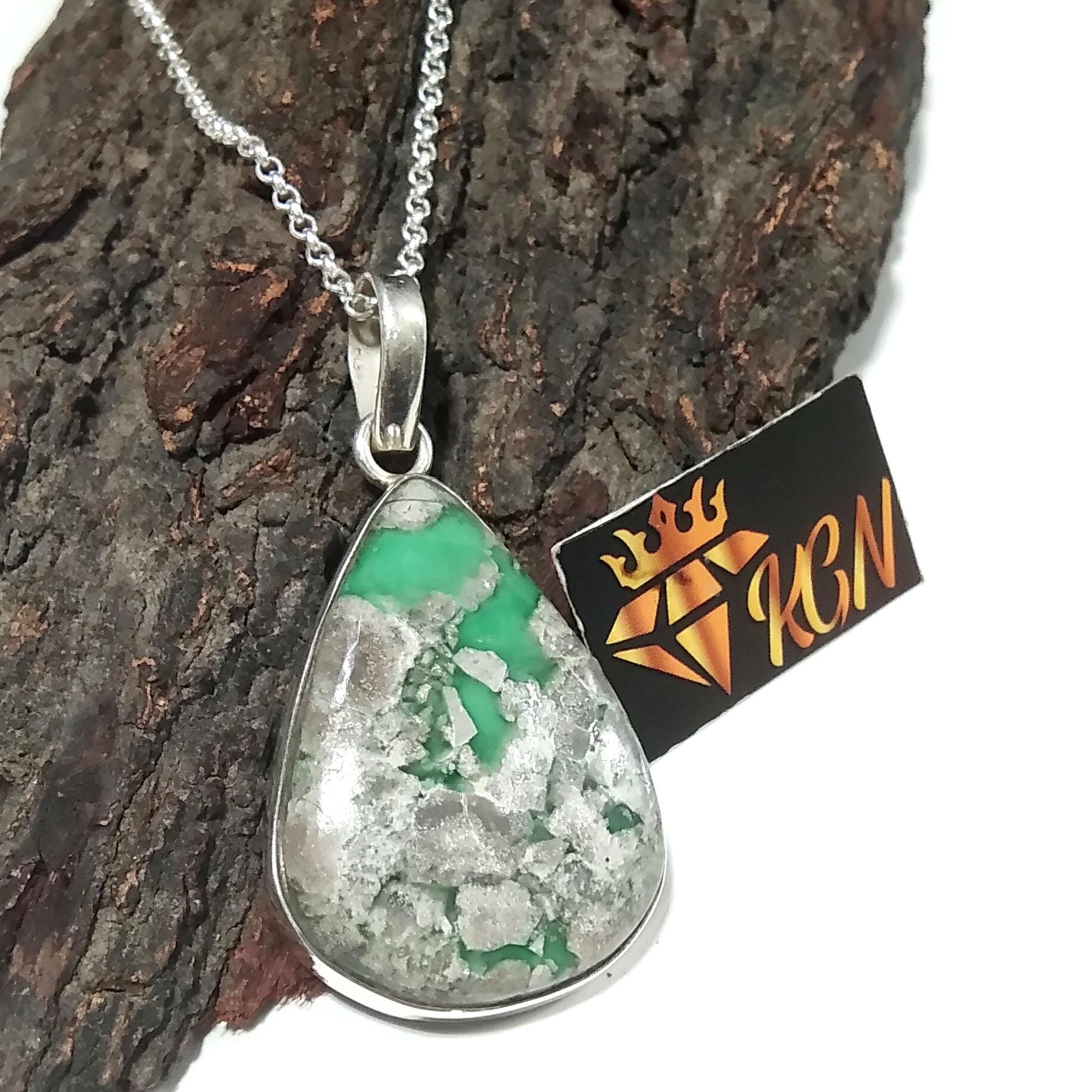 Variscite Stone Jewelry, 925 Sterling Silver Pendant Chain Necklace, Beautiful Design Nice Color Variscite Stone Pendant, Gift For Her